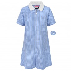 GINGHAM DRESS + free scrunchie - sky